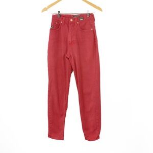 Vintage 80s 90s Versace Jeans Couture Washed Red Denim High Rise Jeans